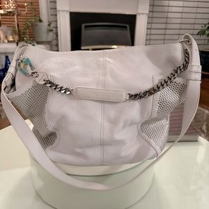 Gorgeous authentic Jimmy Choo white leather bag with silver hardware